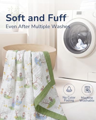 Image of Kassy Pop Printed 6 Layer Bamboo Muslin Blanket Cum Swaddling Towel for Baby, Toddlers | 70% Bamboo, 30% Cotton | AC Quilt, Multi-Purpose Blanket | 110cm x 110cm (Multicolor Print)