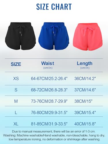 Badeshorts Damen mit Taschen Badehose Damen High Waist Schnell Trocknende Schwimmhose 2 in 1 Shorts mit Liner – Bild 6