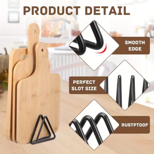 Image of 1PC Cutting Board Storage Rack Triangular Metal Holder Space Saving Cabinet Countertop Organizer for Boards, Trays, Plates, Black