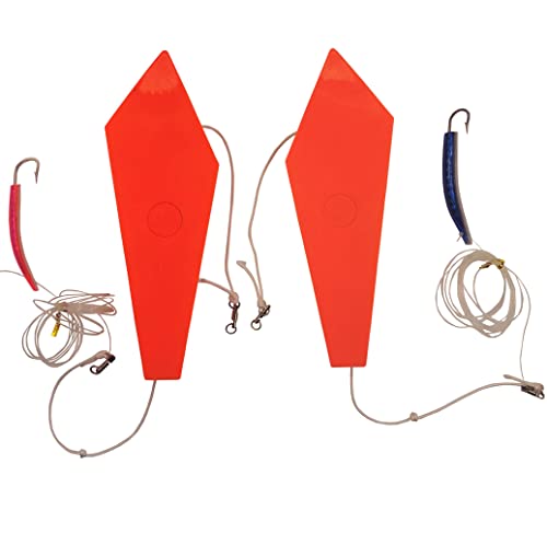 GMXZX DFYUJU Splashing Float Trolling Planer Board Set Left & Right with Flash Scale Spoon Trolling Spoon Accessory Fishing Lure for Saltwater Fishing Trolling (One Pair)