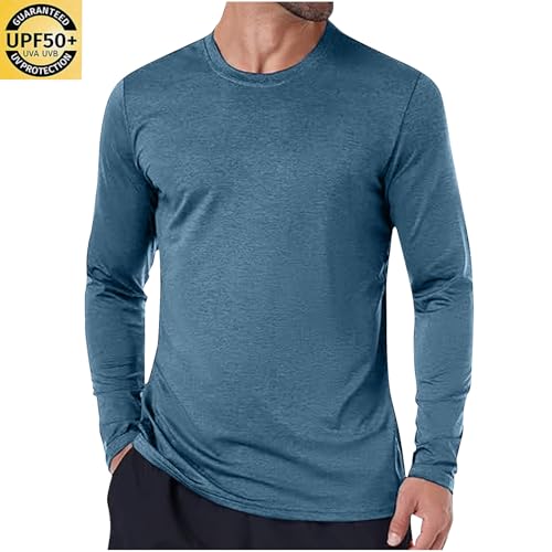 Men's Sun Protection Shirts UPF 50+ Long Sleeve Rash Guard Solid Shirt Fishing Running Quick Dry Lightweight Tops2