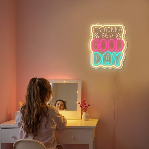 Image of Neon Sign, It's Gonna Be A Good Day Neon Signs for Wall Decor, Dimmable Acrylic Neon Lights for Living Room Bedroom Playroom Restaurant Bar Pub Club Hotel Commercial Streets Party Decorations