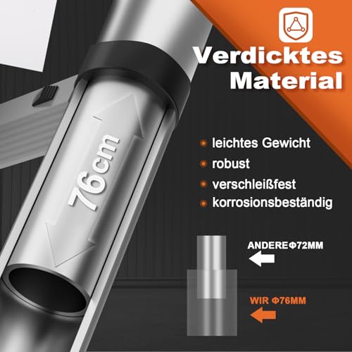 HBTower Teleskopleiter 3,2 m aus Aluminium, Klappbare Ausziehleiter mit Rutschfesten Füßen, Leicht & Kompakt, Tragkraft 150 kg, Ideal für Deckenarbeiten & Dachböden, Silber