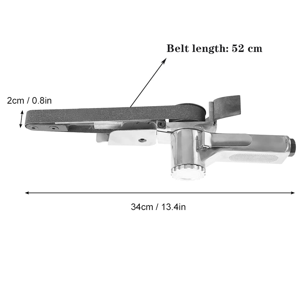 Levigatrice Pneumatica Industriale, Levigatrice a Nastro Pneumatica da 20 * 520mm con Porta d'Ingresso Chiave Esagonale e 3 Pezzi di Nastro Abrasivo per Mobili, Legno, Vetro, Metallo