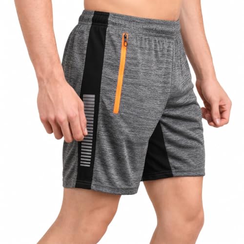 Image of GYMIFIC Men's Sports Shorts | Quick Dry Gym Running Cycling Shorts with Zipper Pocket | Lightweight Stretch Workout Athletic Activewear Shorts for Men