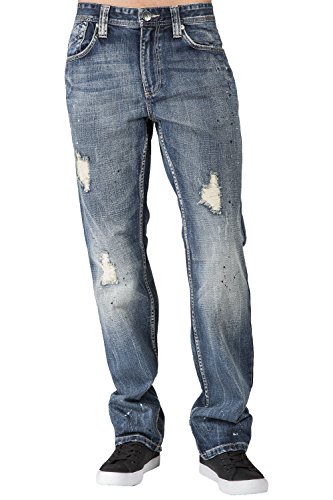 Level 7 Men's Slim Straight Premium Denim Jeans with Handcrafted Artisan Wash