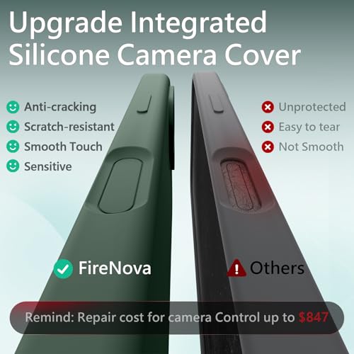 Image of FireNova Magnetic for iPhone 17 Case, Compatible with MagSafe, [Integrated Silicone Camera Control Button] [Camera Protection] Anti-Scratch Microfiber Lining Phone Case, 6.3 inch, Alpine Green