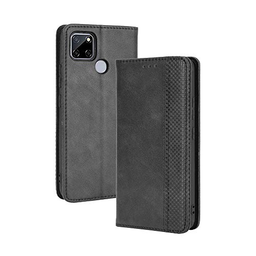 WEIOU Funda para Realme 7i Funda Libro, Flip Carcasa Magnética con Soporte y Cartera para Tarjetas, Premium PU/TPU Cuero Case Cover Billetera. Negro
