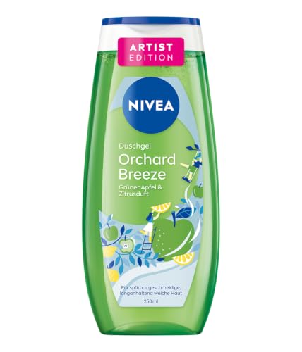NIVEA Orchard Breeze Artist Edition Duschgel pH-hautneutrale Pflegedusche mit Vitamin C & E Duschbad mit fruchtigen Duft von Apfel und Zitrusdüften (250 ml)