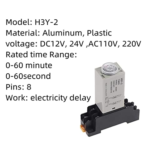 Relé de tiempo H3Y-2 AC 220V con base PYF08A para control industrial automático 5