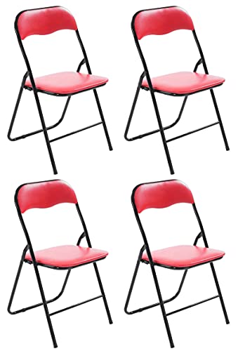 CLP 4 x Chaise De Cuisine Pliable Felix I Chaise Visiteur Pliable avec Pieds en Métal I Chaise Salle De Conférrence Confortable Et Pratique, Couleur:Rouge/Noir