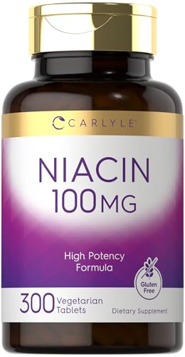Carlyle Niacin 100mg | 300 Vegetarian Tablets | Non-GMO Gluten Free