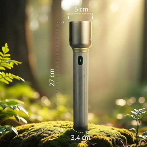 Image of IBELL LUMINEX 600 Rechargeable Torch Light High Power, 6000 mAh Flashlight, 3 Light Modes, Telescopic Zoom, Type C Charging, LED, Super Bright for Home, Outdoor & Emergency Use (Green)