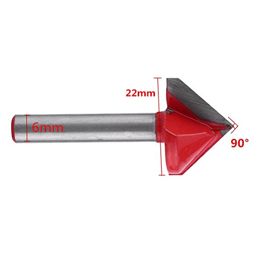 3D-Fräse für die Bearbeitung von Router-Holz Router aus Wolframstahl, für Klinge Sharp V Groove 60/90/120/150 Grad, 6 mm, Werkzeug zur Shank Holzbearbeitung (90 Grad)