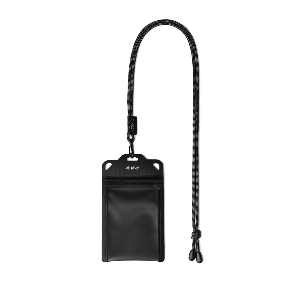 bitplay AquaSeal Badge Holder with Lanyard, IPX6 Waterproof, Frosted TPU, Vertical ID Name Tag for Office Staff, Employee, School Teacher, Nurse, Black