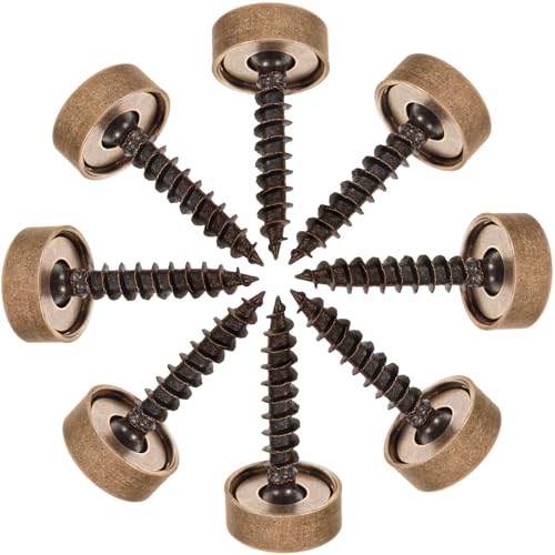 IDEANATEGRATE Tornillos para Espejos 8 Piezas con Tapas Decorativas de Latón Diseño Moderno y Elegante, Fácil Instalación para Baño y Cocina