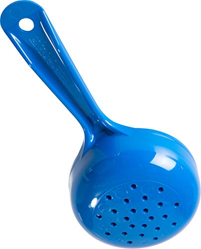 Image of CFS 496814 Perforated Short Handle Portion Control Spoon, 8.0 fl oz, Blue