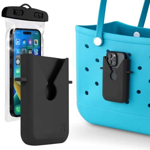 Bitowik Bogg Bag Phone Holder with Waterproof Phone Pouch Compatible with All Bogg Bags, Silicone Cell Phone Holder Accessories for Bogg Bag, Black