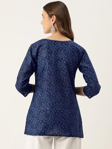 Image of feranoid Designer V-Neck Short Straight Kurti with 3Quarter Sleeves