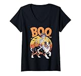 Photo Gallery donna costume spettrale australiano su boo australian shepherd halloween maglietta con collo a v Photo Gallery donna costume spettrale australiano su boo australian shepherd halloween maglietta con collo a v