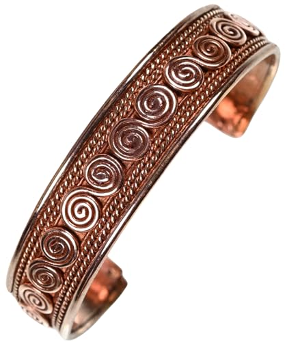 Bracelet viking en cuivre avec doubles spirales, un cadeau Svipdagr unique