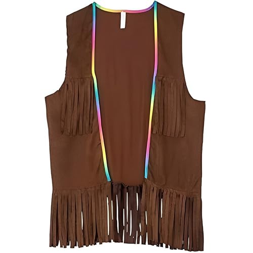 Amscan Brown 60's Long Hippie Vest(1 Count) Premium Polyester - Vibrant, Groovy & Retro Style - For Costumes & Themed Parties2