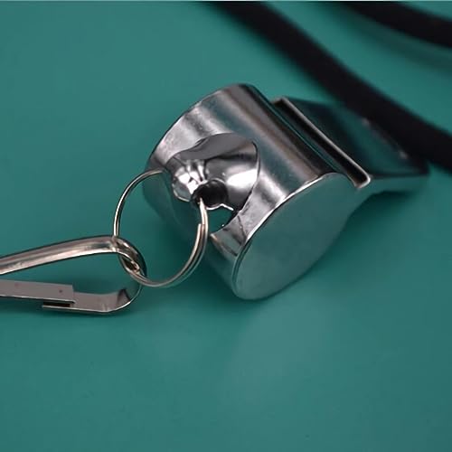 Silbato metálico deportivo con cordón negro miniatura 3