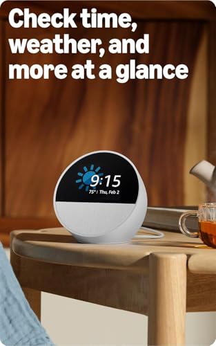 Image of Amazon Echo Spot (newest model), Smart alarm clock with vibrant sound and Alexa - Black + 3 Months of Amazon Kids+ (with auto-renewal)