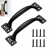 ACKKOR 2 Pcs Griff Schwarz 143mm, Terassentür Griff Aussen Schrankgriffe Schwarz Gartenhaustür Schrank und Möbel mit 8 Schrauben Ziehgriff für Außen und Innenbereich