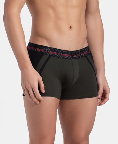 Image of Jockey US21 Men's Super Combed Cotton Elastane Stretch Solid Trunk with Ultrasoft Waistband