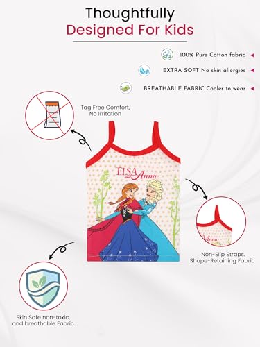 Image of Kids Girl's Regular Fit Vest | 100% Cotton| Skin Friendly | Lightweight | Sleeveless Design | Pack of 3 Print (Color & Print May Vary)