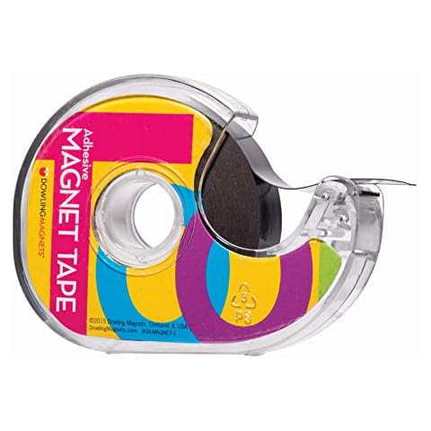 Dowling Magnets Adhesive Magnet Tape, 1 roll (25'L x .75"W) in dispenser, thin dark gray craft magnets for paper and photos only. Magnetic tape with adhesive backing. Classroom essentials. Item 735001 Cover