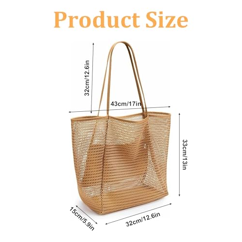 Bolso de playa tejido con malla para mujer miniatura 7
