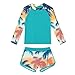 Girls Long Sleeve Rash Guard Boyshorts Swimsuits UPF 50+ Sun Protection Two Piece Bathing Suit Summer Swimwear for 6-15 Years