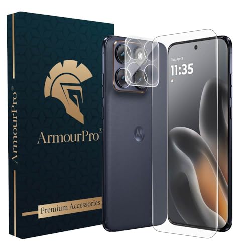 Image of ArmourPro Advanced HD+ UV Tempered Glass for Motorola Edge 70 Fusion with Black Camera Lens Protector, Edge-to-Edge Clear Screen Guard, Anti-Scratch, Case Friendly, Bubble-Free Kit