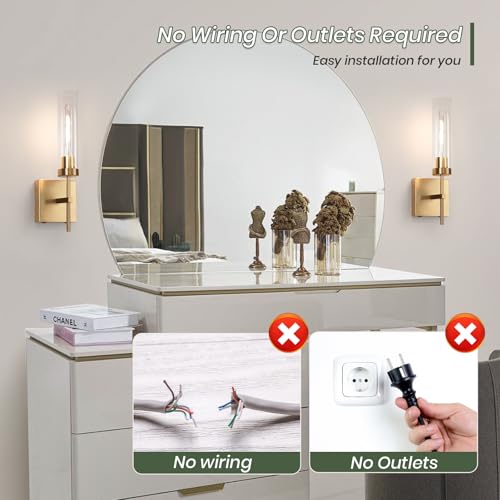Image of Wireless Sconces,Battery Operated Wall Sconce 15000mAh 3000K Infinitely Dimmable with Remote Control Endurance 200 Hours Fast Charging,Wall Sconce for Bedroom Living Room Hallway