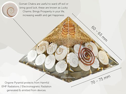Image of Crystal Heaven Gomti Chakra Pyramid With Coil-Orgone Pyramid For Positive Energy,Vastu,Reiki And Chakra Healing