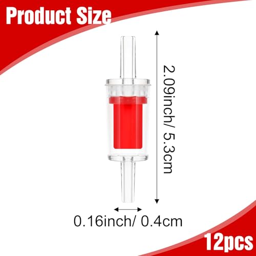 Image of Xinjoduz 12 PCS Aquarium Check Valve, Aline Air Pump One Way Valve Non-Return Aquarium Air Pump Accessories for Airline Tubing, Fish Tank Accessories (Red, 0.16 Inch)