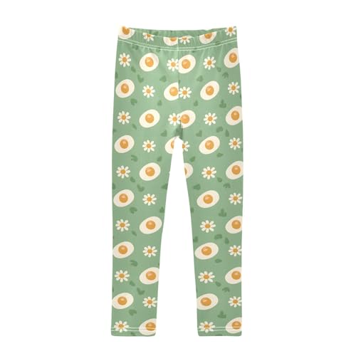 senya Girls Printed Leggings Yoga Pants Green Eggs Daisies and Hearts Pattern for Kids in 4t to 10 Years, 4T