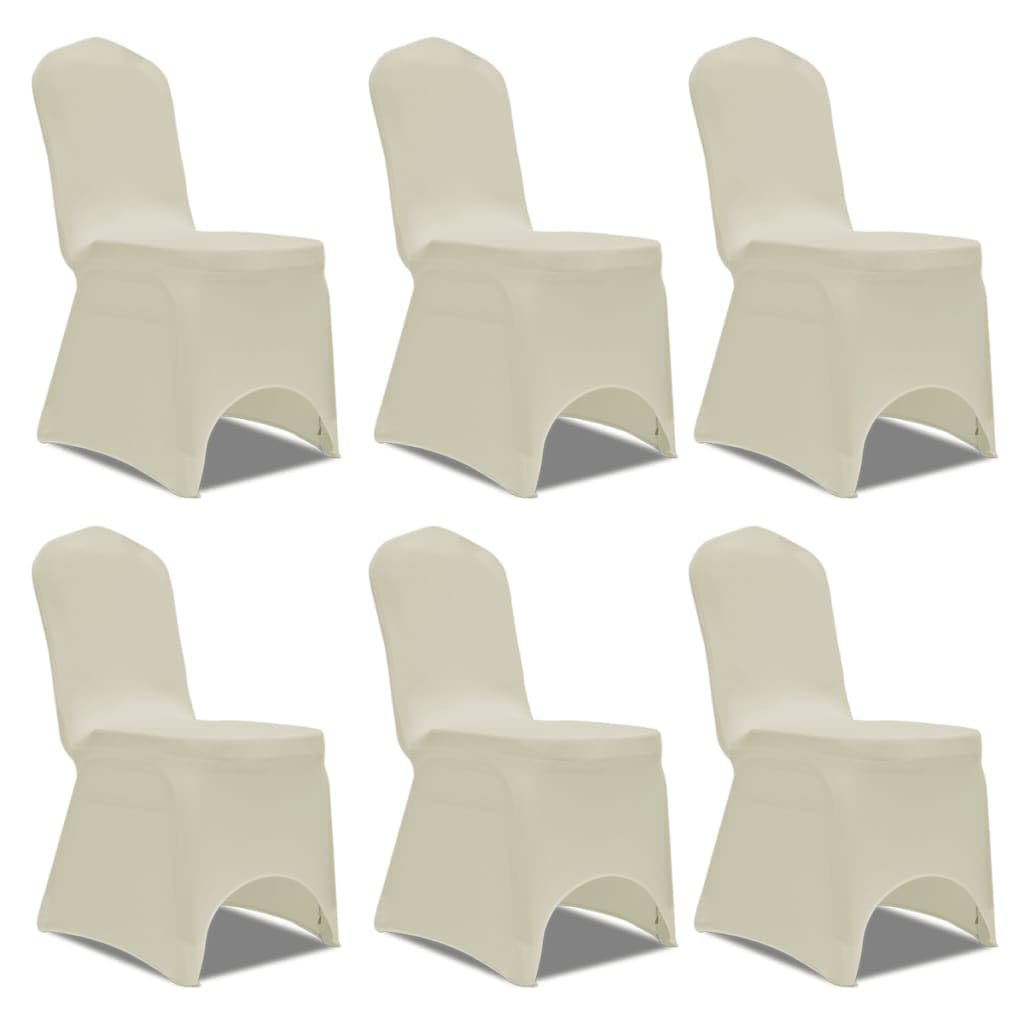 Set di 6 coprisedie in tessuto elasticizzato color crema, per matrimoni, banchetti, eventi, adatti per tutte le sedie tradizionali fino a 100 cm di altezza, lavabili, resistenti, versatili