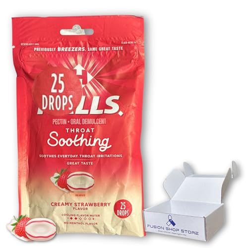 Throat Soothing Creamy Strawberry-Cough Drops for Throat (Formerly Fruit Breezers) 25ct (Pack of 1), Boxed by Fusion Shop Store