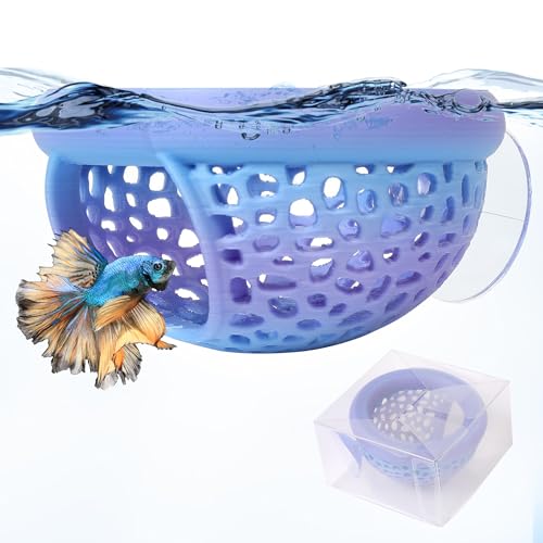 Multi-Functional Betta Hammock Feeding Bed - Floating or Suction Cup Mount Adjustable Resting Spot & Hideout for Betta Fish & Shrimp | Betta Tank Accessories & Aquarium Decor