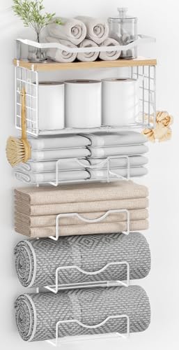 Towel Racks for Bathroom,Towel Rack Wall Mounted, 6 Tier Rolled