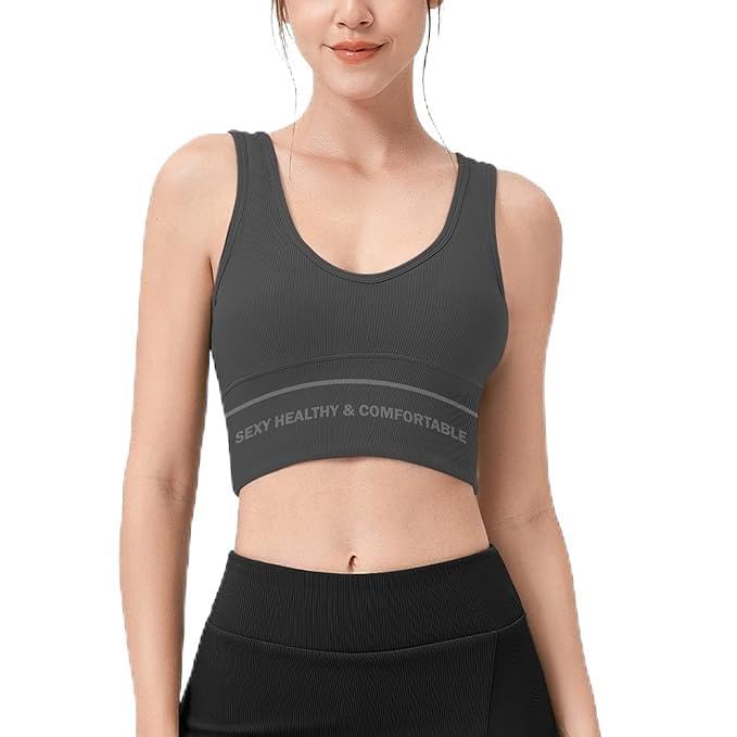 Women's Sports Bra for Girls & Women's, Wireless Full Coverage & Removable Padded, Push-Up Vest Stylish Premium Pro-Stretch Fabric (in, Alpha, M, 0, A, 0, Regular, Big, Grey)-image-12