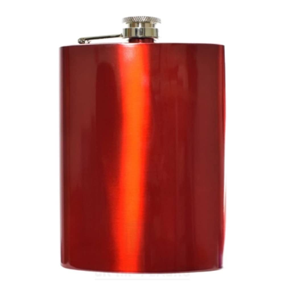 8oz (225ml) Coloured Stainless Steel Hip Flask (Red)