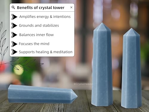 Image of Crystal Heaven Certified Angelite Crystal Tower Obelisk Point for Chakra, Healing and Balancing - AAA Grade Original Certified Gemstone Agate for Reiki Meditation Yoga Spiritual (2-3 Inches)