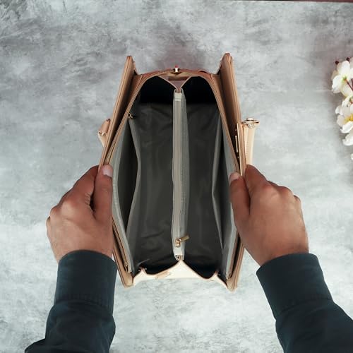 Image of NFI essentials Satchel Bags Ladies Purse Handbag Premium Women Shoulder Travel Bag for Work Gifts for Wife /Mother /Sister Stylish Office College Party Bag