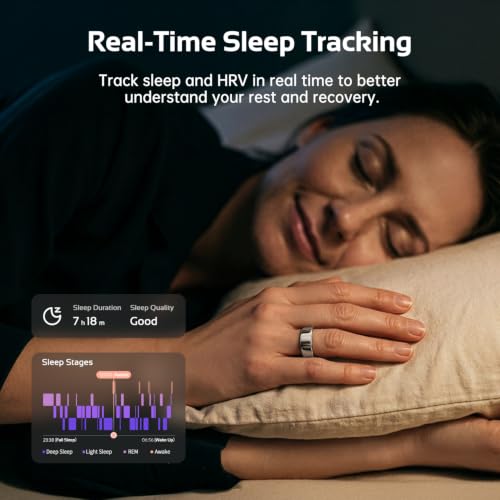 Image of opove O Ring Smart Ring for Women Men, Sleep & Fitness Tracker, Silver-12