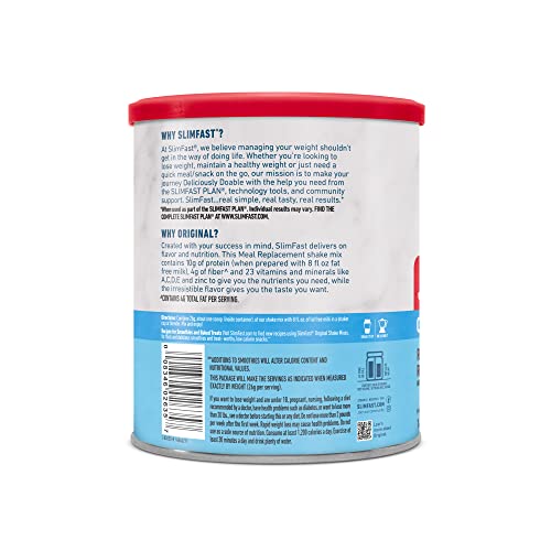 Image of SlimFast Meal Replacement Powder, Original Rich Chocolate Royale, Weight Loss Shake Mix, 10g of Protein, 14 Servings (Packaging May Vary)