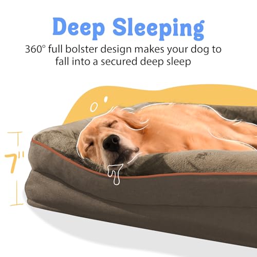 Image of Chez Paw Orthopedic Waterproof Dog Bed for Medium and Large Dogs | Egg Crate Foam, 4-Sided Bolster Support, Waterproof Liner, Non-Slip Bottom, Removable Bolster Cover, 36 x 27 Inch